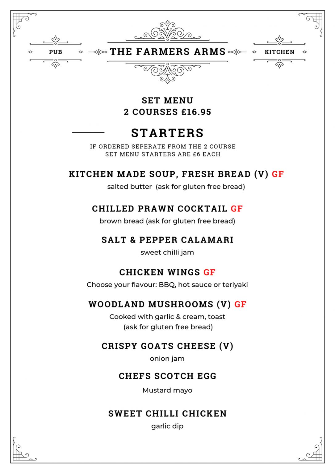 OUR MENU The Farmers Arms