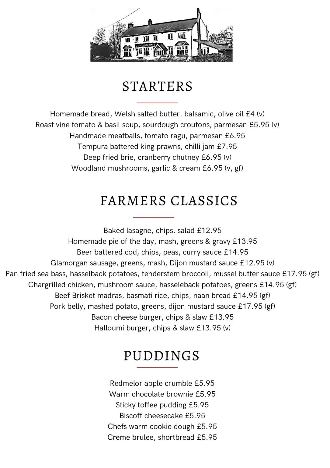 Our Menu The Farmers Arms 